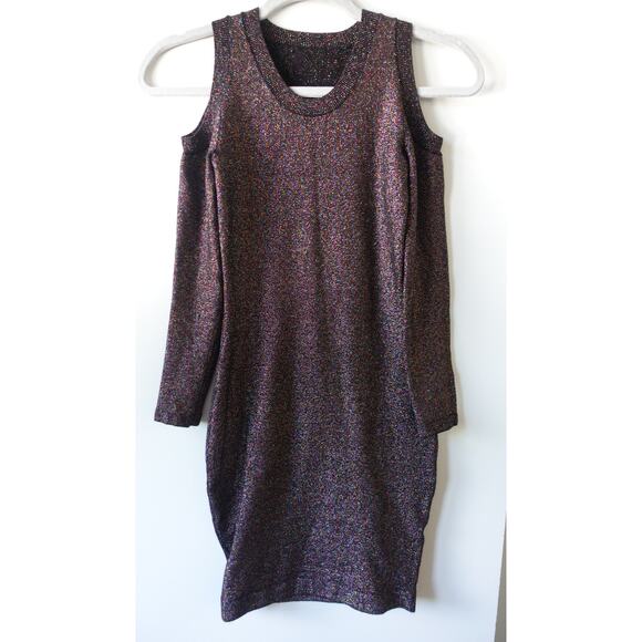 Rebecca Minkoff Dress XXS Glitter Metallic Cybercore Clubwear Party Bodycon Mini - Picture 2 of 9